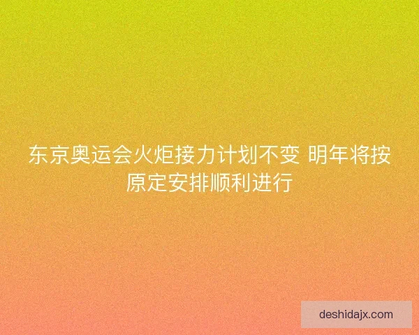 东京奥运会火炬接力计划不变 明年将按原定安排顺利进行
